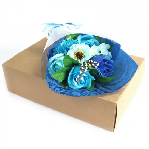 Boxed Hand Soap Flower Bouquet - Blue ➤ топ цена ➤ sorbe.bg