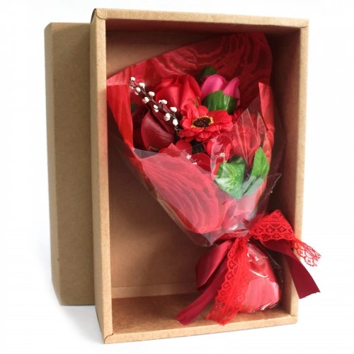 Boxed Hand Soap Flower Bouquet - Red ➤ топ цена ➤ sorbe.bg