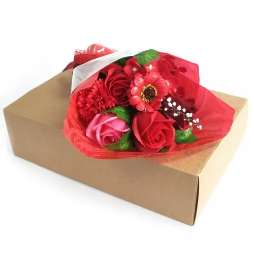 Boxed Hand Soap Flower Bouquet - Red ➤ топ цена ➤ sorbe.bg