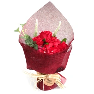 Standing Soap Flower Bouquet - Red
