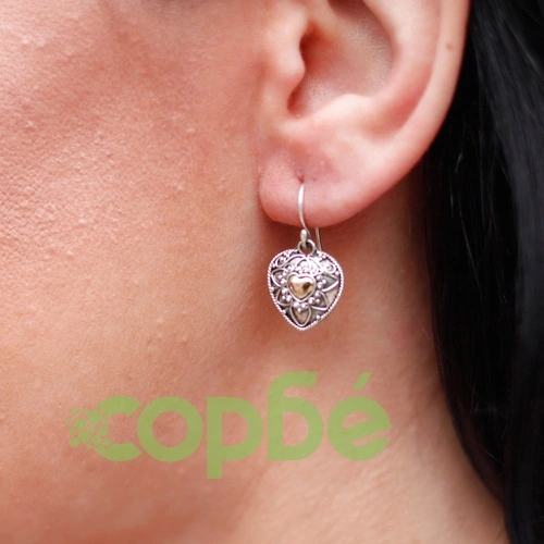 Silver and Gold Earring - Mandala Hearts ➤ топ цена ➤ sorbe.bg