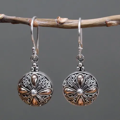 Silver and Gold Earring - Classic Round ➤ топ цена ➤ sorbe.bg