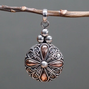 Silver and Gold Pendant - Classic Round