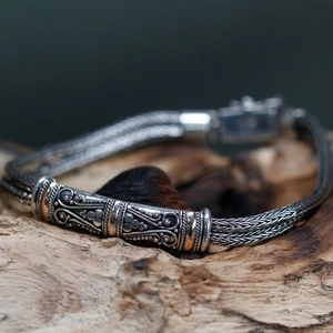 Silver and Gold Bracelet - Unisex Twin Chain