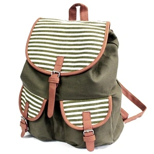 Traveler Backpack - 2 Pocket Olive Stripe