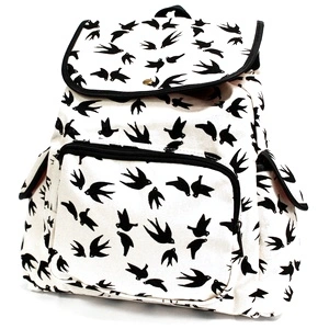 Traveler Backpack - 3 Pocket Black Swallows