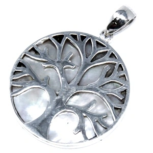 Tree of Life Silver Pendent 30mm - Mother of Pearl