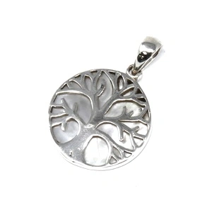 Tree of Life Silver Pendent 22mm - Mother of Pearl