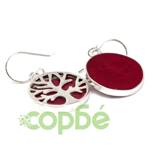 Tree of Life Silver Earrings 15mm - Coral Effect ➤ топ цена ➤ sorbe.bg