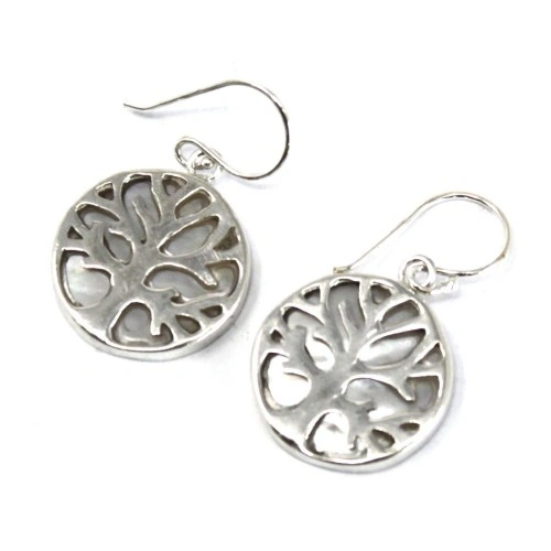Tree of Life Silver Earrings 15mm - Mother of Pearl ➤ топ цена ➤ sorbe.bg