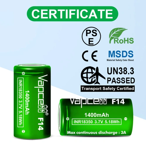 Батерия Vapcell 18350 F14 1400mАh 3A ➤ топ цена ➤ sorbe.bg