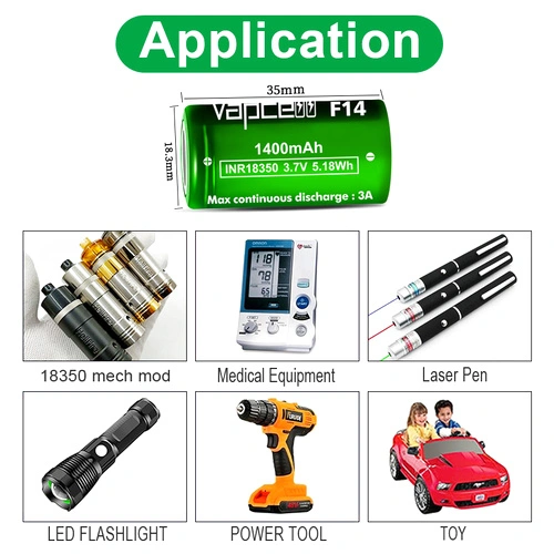 Батерия Vapcell 18350 F14 1400mАh 3A ➤ топ цена ➤ sorbe.bg