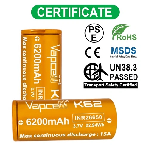 Батерия Vapcell 26650 K62 6200mAh 15A с изпъкнал плюс ➤ топ цена ➤ sorbe.bg