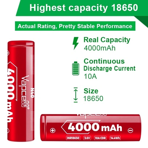 Батерия Vapcell 18650 N40 4000mAh 10A ➤ топ цена ➤ sorbe.bg