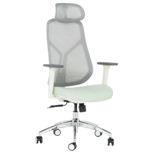 Ергономичен офис стол Comfortino 7901 W в еко кожа - сив/светлозелен