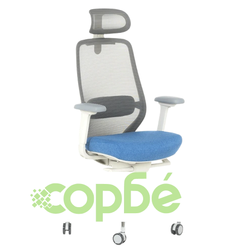 Ергономичен офис стол GLAND в синьо-сиво ➤ топ цена ➤ sorbe.bg