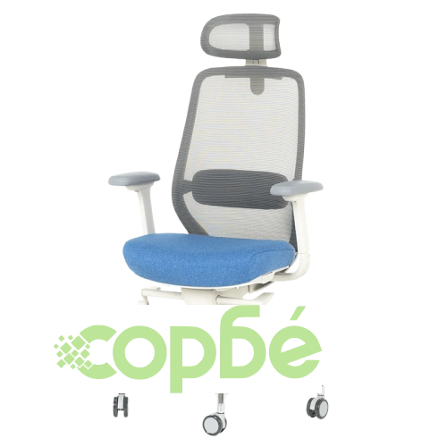 Ергономичен офис стол GLAND в синьо-сиво ➤ топ цена ➤ sorbe.bg