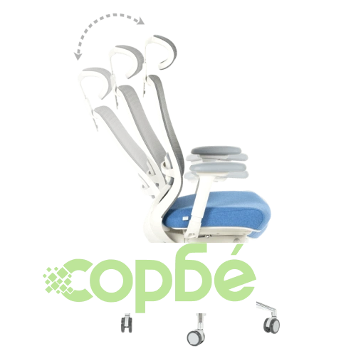 Ергономичен офис стол GLAND в синьо-сиво ➤ топ цена ➤ sorbe.bg