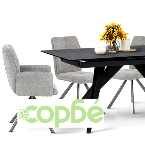 Сив Трапезен Стол BURY 2 с Въртене на 360° ➤ топ цена ➤ sorbe.bg