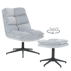 Стилно кресло с табуретка JANET в светлосиво