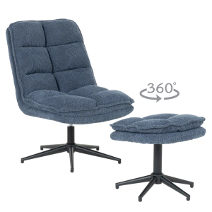 Синьо кресло и табуретка JANET