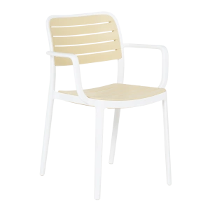 Практичен градински стол TEMARA - жълт и бял