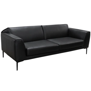 Черен кожен диван RONDE LUX тройка
