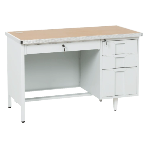 Метално бюро Comfortino с четири чекмеджета CR-1318 L - сиво / бук ➤ топ цена ➤ sorbe.bg