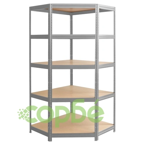 Ъглов метален стелаж STAR CORNER 180x90x35 см, до 250 кг на рафт - цинк ➤ топ цена ➤ sorbe.bg