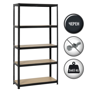 Черен Метален Стелаж Comfortino CR-1027, 192x100x40 см, 65 кг Капацитет на Рафт