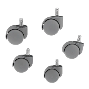 Офис колелца от полипропилен, комплект от 5 - сиви
