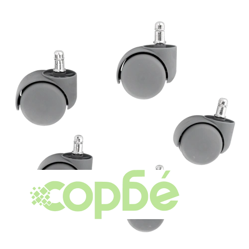 Офис колелца от полипропилен, комплект от 5 - сиви ➤ топ цена ➤ sorbe.bg