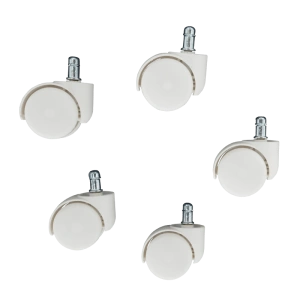 Офис Колела за Стол от Полипропилен - Комплект от 5, Бели