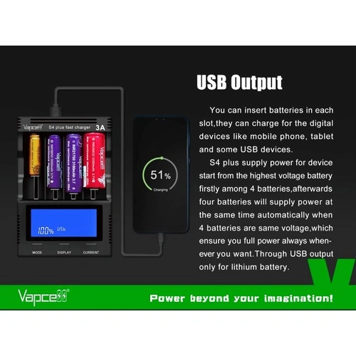 Зарядно устройство Vapcell S4 Plus V3.0 ➤ топ цена ➤ sorbe.bg