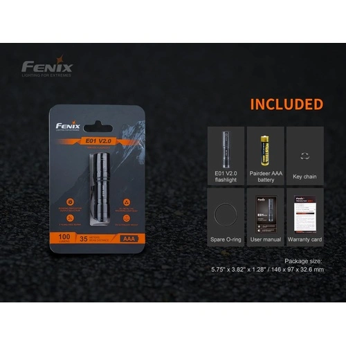 Фенер Fenix E01 V2.0 LED - черен ➤ топ цена ➤ sorbe.bg