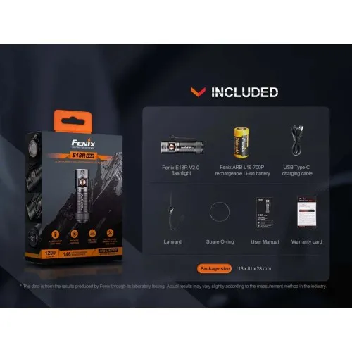 Фенер Fenix E18R V2.0 в подаръчна кутия ➤ топ цена ➤ sorbe.bg