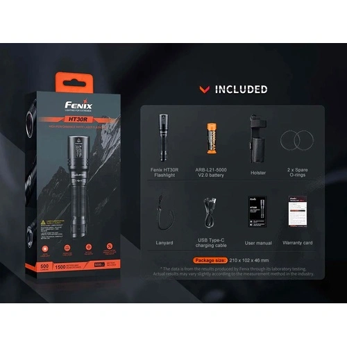 Фенер Fenix HT30R LED, 1500 м далекобойност, бял лазер, компактен размер ➤ топ цена ➤ sorbe.bg