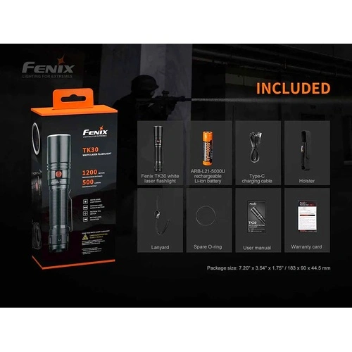 Фенер Fenix TK30, 1200 м далекобойност, бял лазер, компактен размер  ➤ топ цена ➤ sorbe.bg