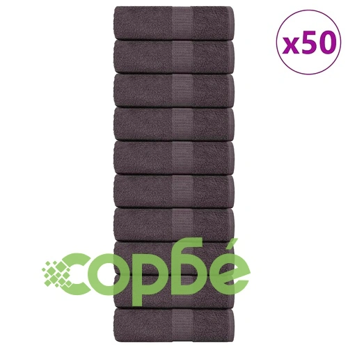 Комплект 50 броя памучни кърпи за лице, антрацит, 15x21 см, 360 gsm, 100% памук ➤ топ цена ➤ sorbe.bg