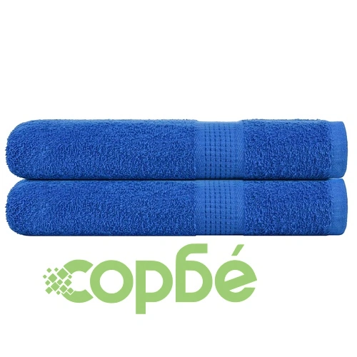 Кърпи за баня 2 броя сини 100x200 см 360 gsm 100% памук ➤ топ цена ➤ sorbe.bg