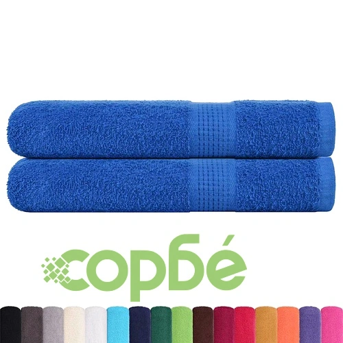 Кърпи за баня 2 броя сини 100x200 см 360 gsm 100% памук ➤ топ цена ➤ sorbe.bg