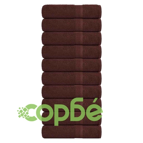 Комплект 10 кафяви хавлиени кърпи за баня 100x150 см 360 gsm 100% памук ➤ топ цена ➤ sorbe.bg