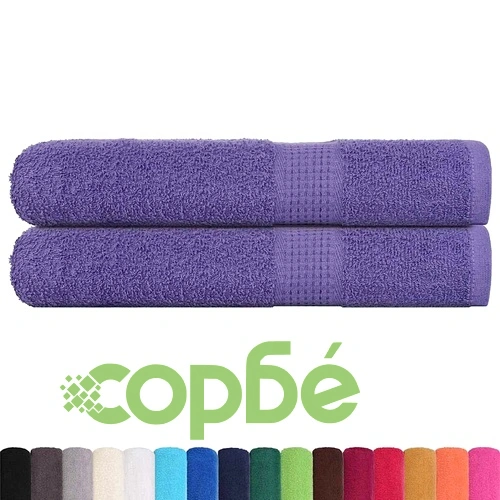 Кърпи за баня 2 броя лилави 100x200 см 360 gsm 100% памук ➤ топ цена ➤ sorbe.bg