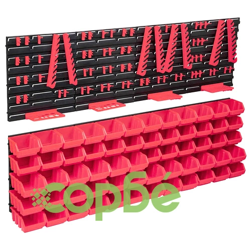 Стенен органайзер с 136 части за инструменти и дребни предмети - червено и черно ➤ топ цена ➤ sorbe.bg