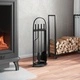 Комплект инструменти за камина от 5 части, 23x15x66 см, черна стомана