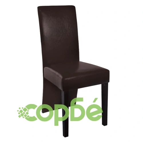 Трапезни столове, 6 бр, тъмнокафяви, от качествена изкуствена кожа с дървени крака ➤ топ цена ➤ sorbe.bg