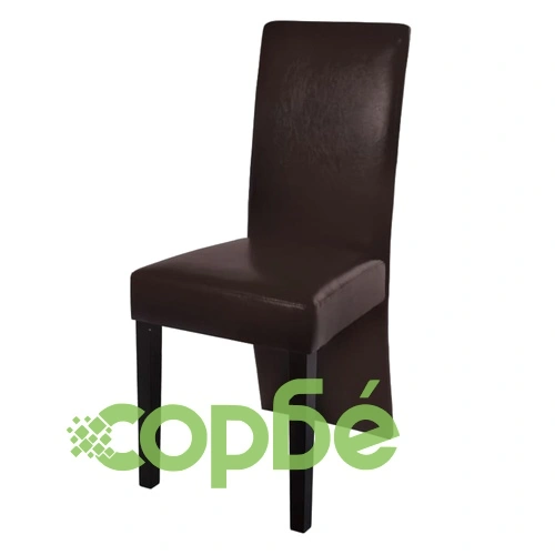 Трапезни столове, 6 бр, тъмнокафяви, от качествена изкуствена кожа с дървени крака ➤ топ цена ➤ sorbe.bg