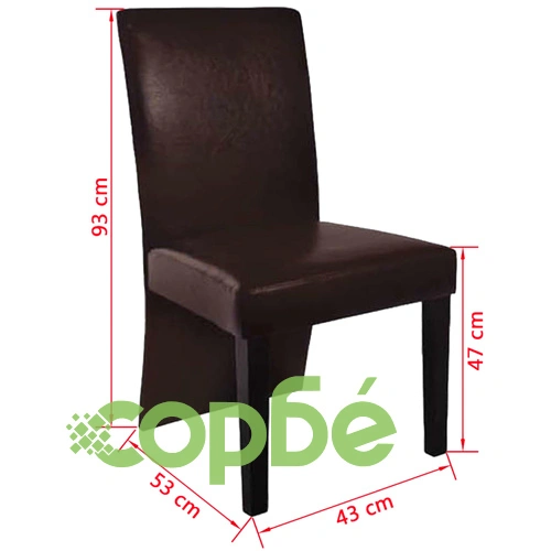 Трапезни столове, 6 бр, тъмнокафяви, от качествена изкуствена кожа с дървени крака ➤ топ цена ➤ sorbe.bg