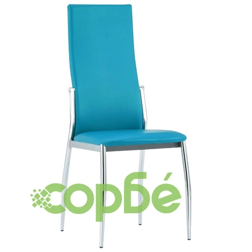 Трапезни столове 4 бр. сини от изкуствена кожа с метални крака ➤ топ цена ➤ sorbe.bg