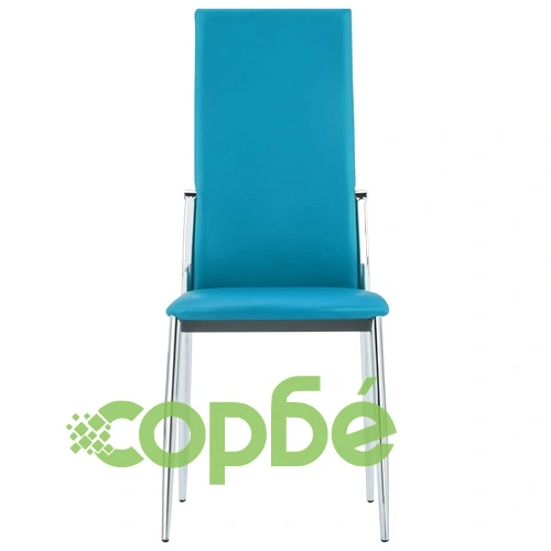 Трапезни столове 4 бр. сини от изкуствена кожа с метални крака ➤ топ цена ➤ sorbe.bg